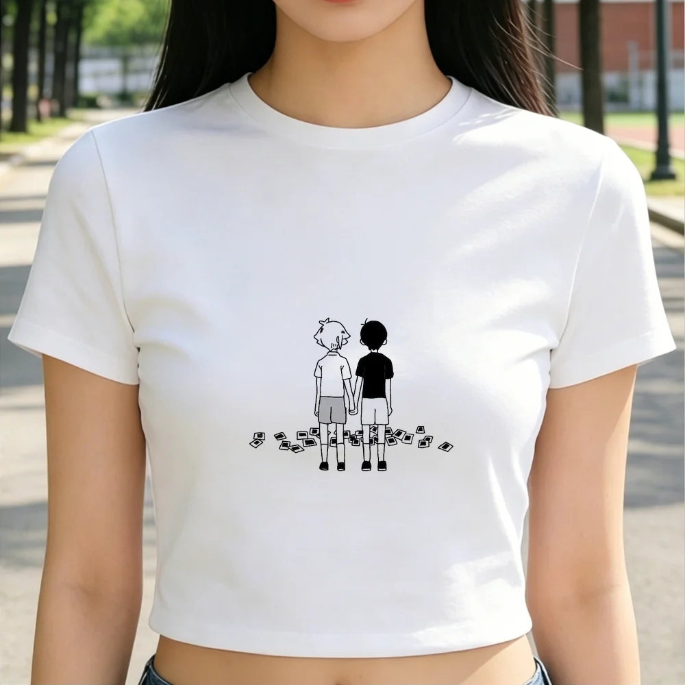 Omori crop top women cheap cutecore meme gothic summer top tees grunge japan emo cheap clearance sales