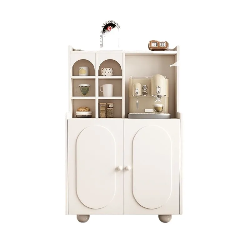 

French light luxury black solid wood board sideboard, pantry cabinet, small apartment living room coffee machine