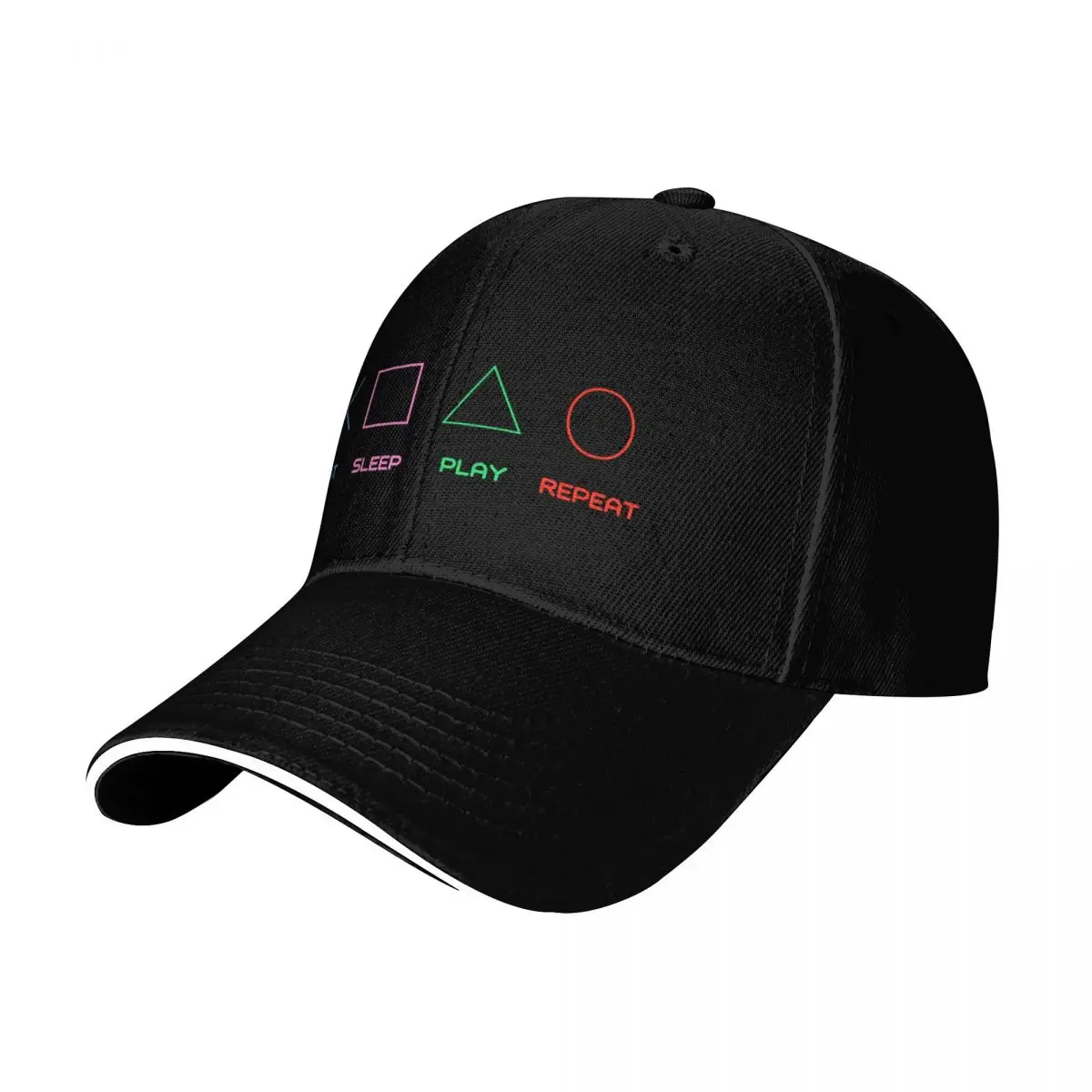 EAT-SLEEP-PLAY-REPEAT Baseball Cap Curved Brim Classic Fit Low Profile Unstructured Unisex for Men Women