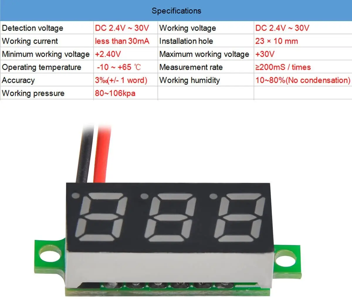 0 28-calowy woltomierz cyfrowy LED DC 0 100V Miernik napięcia Auto Samochodowy mobilny tester napięcia zasilania Detektor 12V Czerwony Zielony