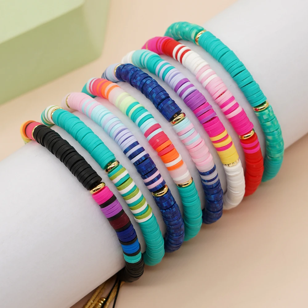 Go2boho Colorful Summer Beach Jewelry Heishi Bead Bracelet Boho Fashion Summer Beach Jewellery Friendship Gift For Her