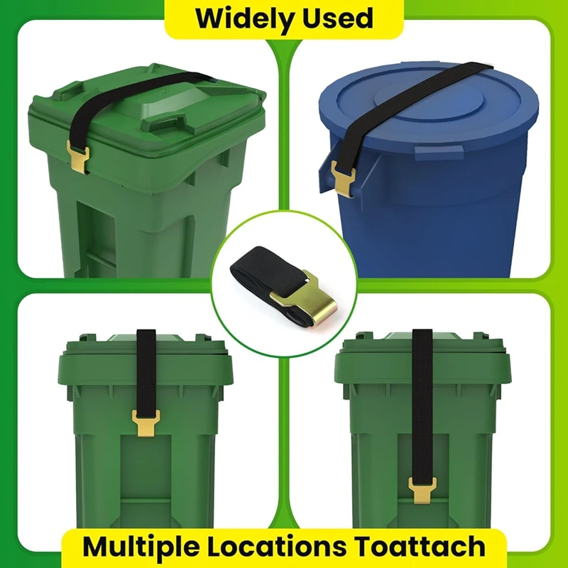 Trash Can Lock,Garbage Can Lock For Animal Fits 30-50 Gallon Bin,Adjustable Trash Can Lid Lock/Strap With Metal Claw 2Pc