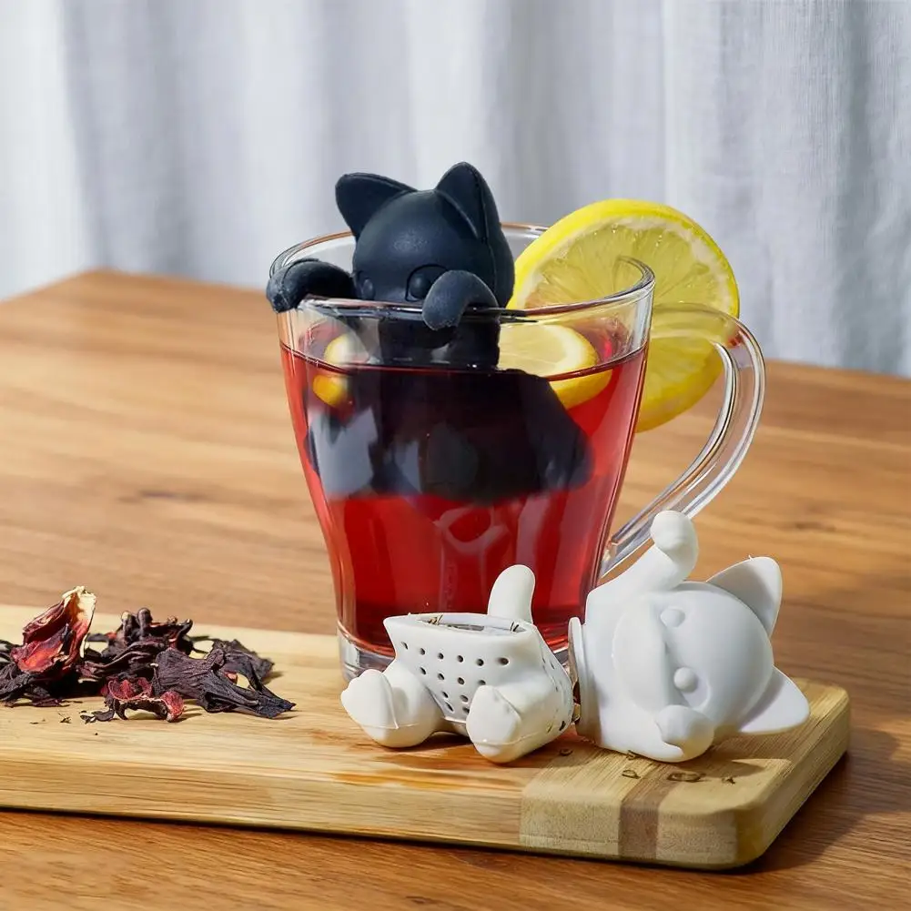 Silicone Tea Infuser Cat Shaped Strainer Loose Leaf Tea Brewer Cute Cartoon Tea Filter for Home Office Чайный инфузор