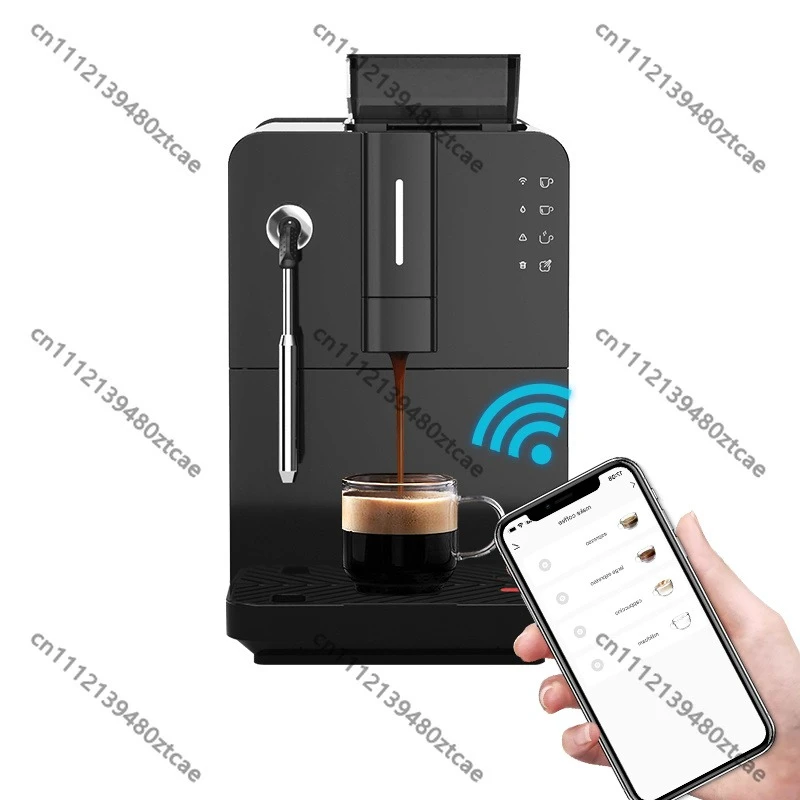 Fully Automatic WiFi Espresso Machine with Built-in Grinder & Milk Steamer 5 Flavors Silver Coffee Maker for Home Office