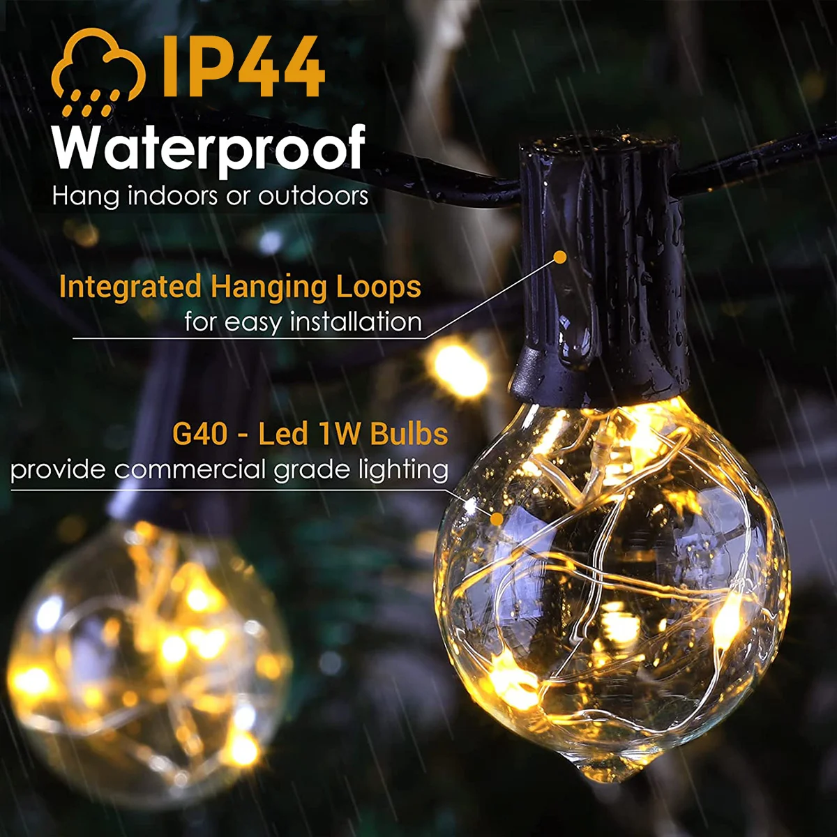 11.7M 32bulbs Outerdoor String light ,LED G40 Ball String Lights 8 mode  Waterproof Outdoor Garden Garland String Lights