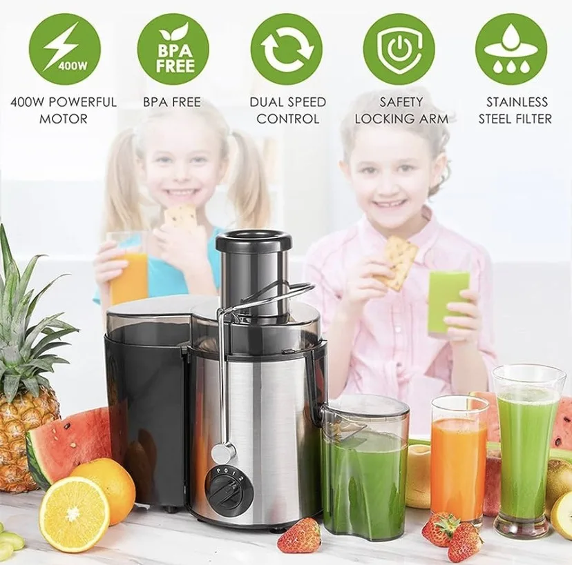 Multifunctional Juicer Machines with Anti-drip & Anti-slip Function, Home Centrifugal Juicer Whole Fruit and Vegetable,2 Speeds