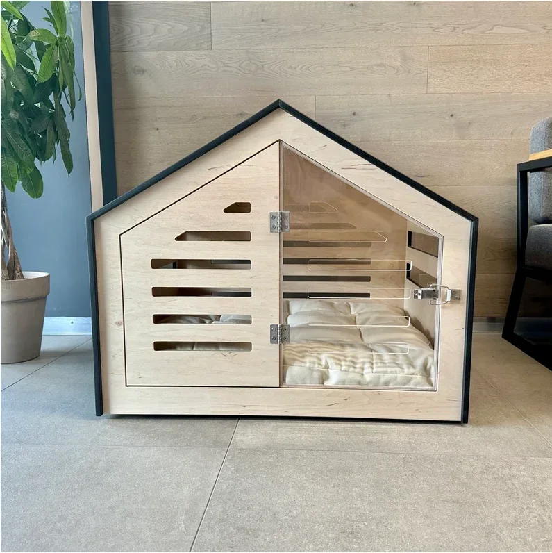 Casa de madera para perros y gatos, muebles modernos y creativos para mascotas, respetuosa con el medio ambiente, para interiores, superventas