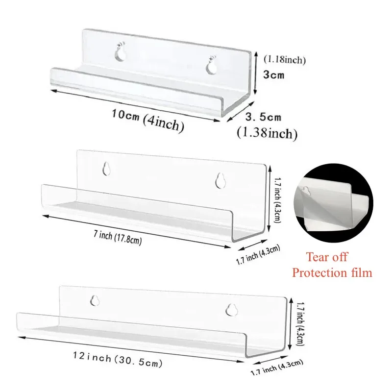 2/6/8/10pcs Transparent Acrylic Record Shelf Stand Wall Mounted Record Holder For Vinyl Album Display Storage Rack