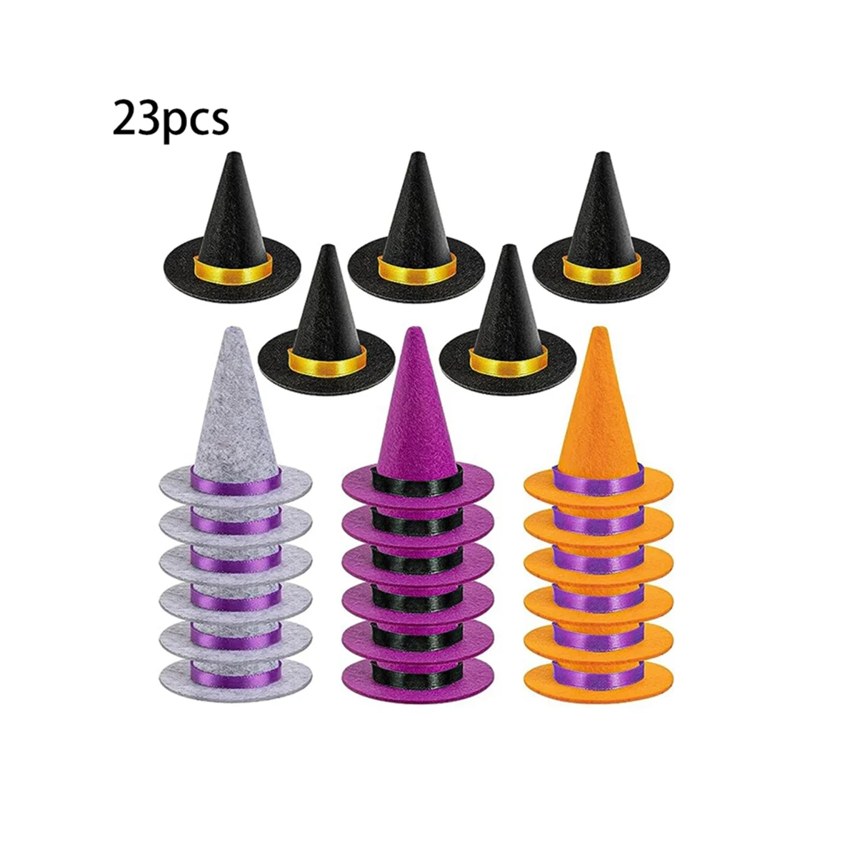 23 PCS Mini Witch Hats Halloween Felt 4 Color Witch Hats Felt Witch Hats Halloween Wine Bottle Party Decoration