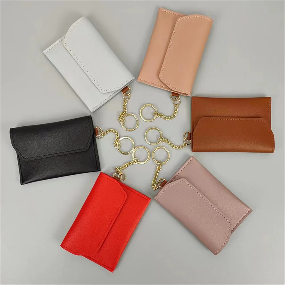 New Women's Coin Purse with Hasp for Cards Change Key Storage Card Holder PU Leather Solid Fashion Simple Mini Thin Wallets