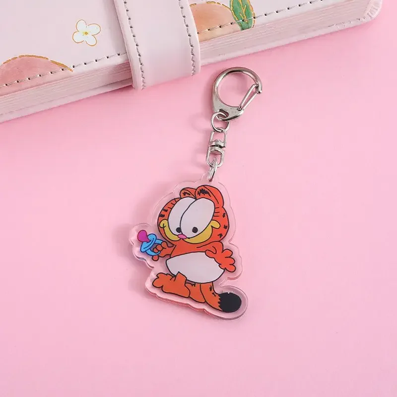 Acrylic Cartoon Anime Pendant Keychains Holder Car Key Chain Key Ring Phone Bag Hanging Jewelry Gifts Accessories Garfield