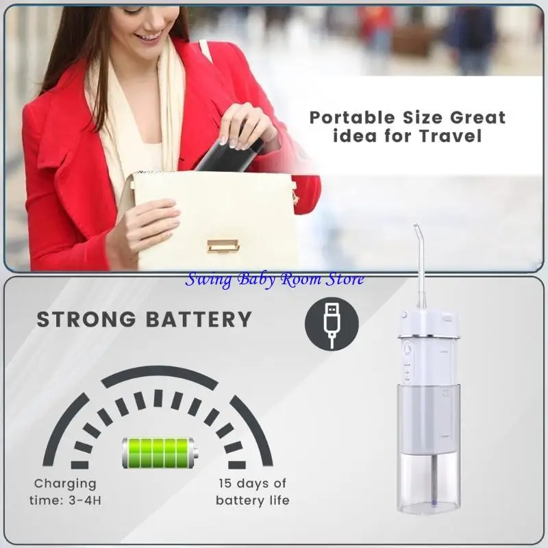 Portable Smart Electric Oral Irrigator Water Flosser 4 Jets 3 Modes Rechargeable Dental Water Jet Irrigator Dental Teeth Cleaner