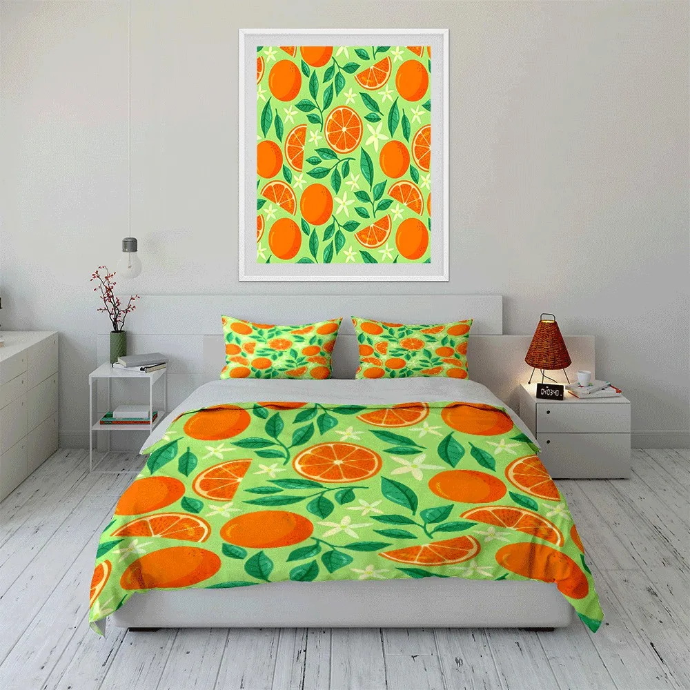 Orange-Themed Set for Kitchen Decor Exquisite three-piece bedding set gift for kids and adults