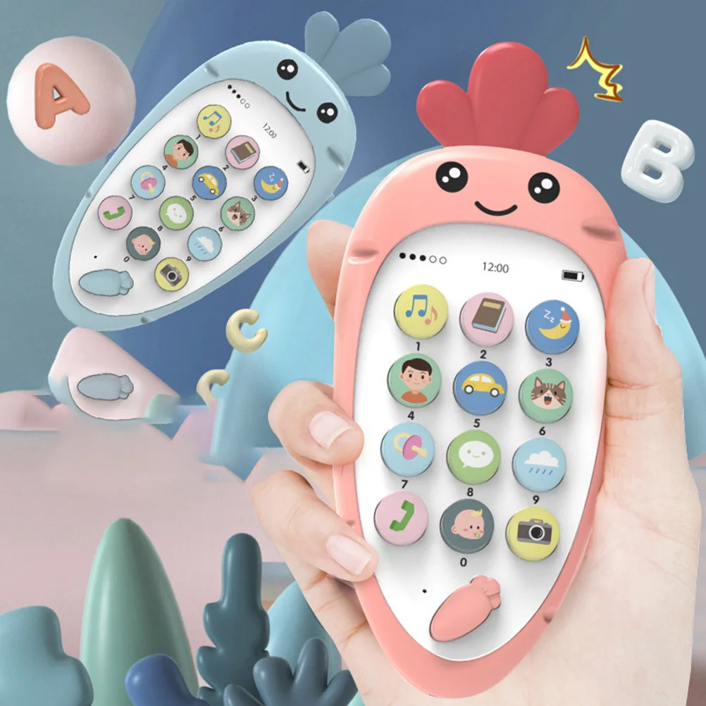 

Phone Toy Bilingual Educational Gel Bite Toddler USB Charging Soothing Music Teething Comfort Pacifier Design Mini