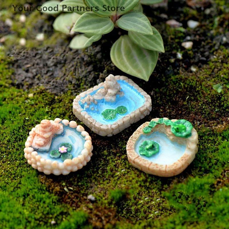 

Vintage Pool Figurine Ponds Model Resin Craft Ornament Home Decoration Miniature Garden Fairy Glass Decor DIY Accessories