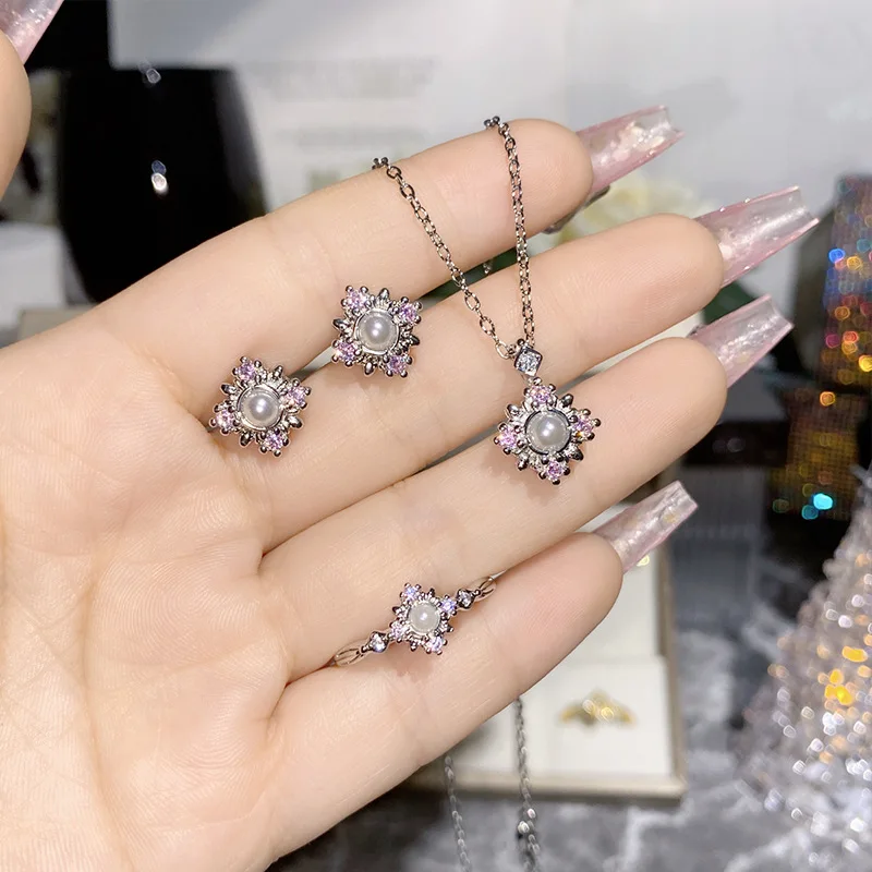 

MDLFES Moissan Diamond Style Japanese retro new niche high design set Imitation natural pearl beads
