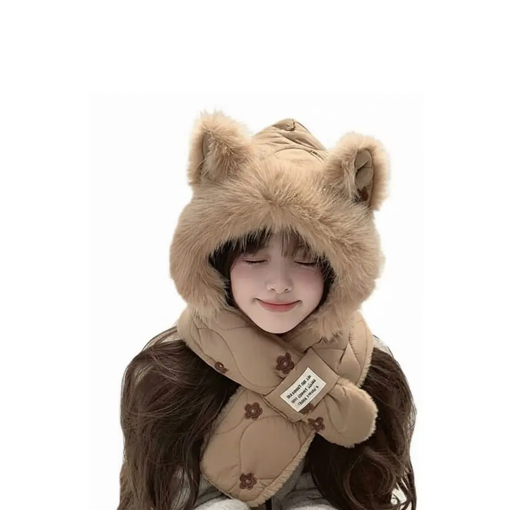 

Креативная ветрозащитная интегрированная шапка, шарф, мягкая шея, теплая защитная шапка для ушей, милая зимняя теплая шапка-бини, шарф