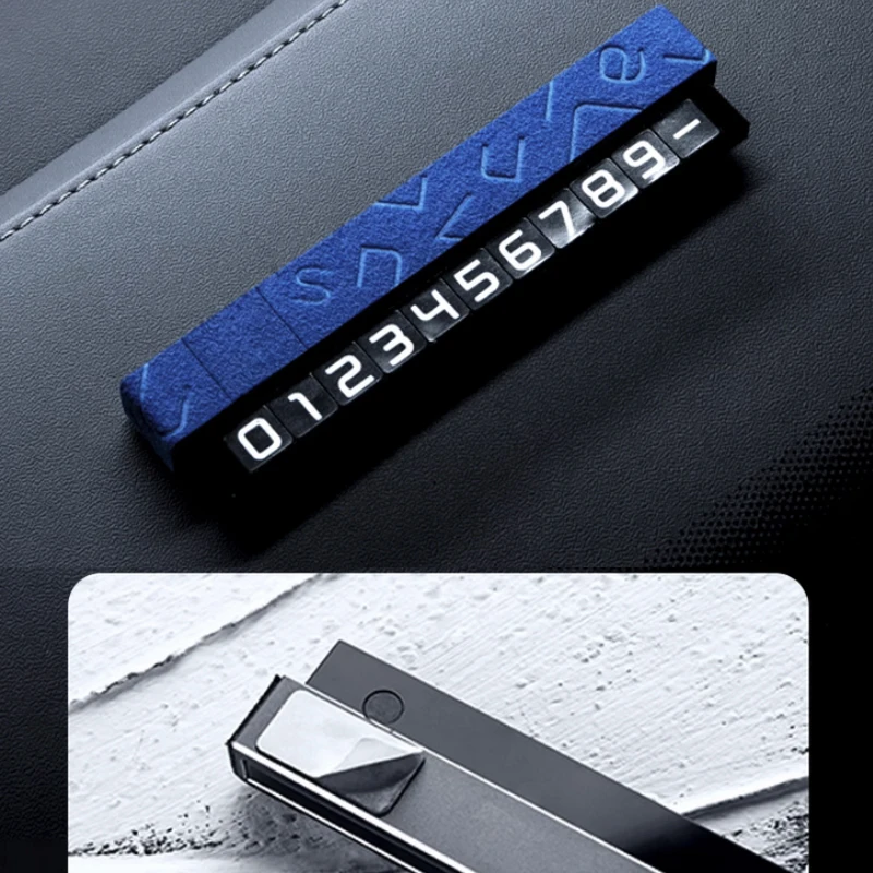 For Xiaomi YU7 2025 2026 Car Parking Number Plate Sliding Hidden Temporary Parking Sign Plate Suede Alcantara Car Accessories