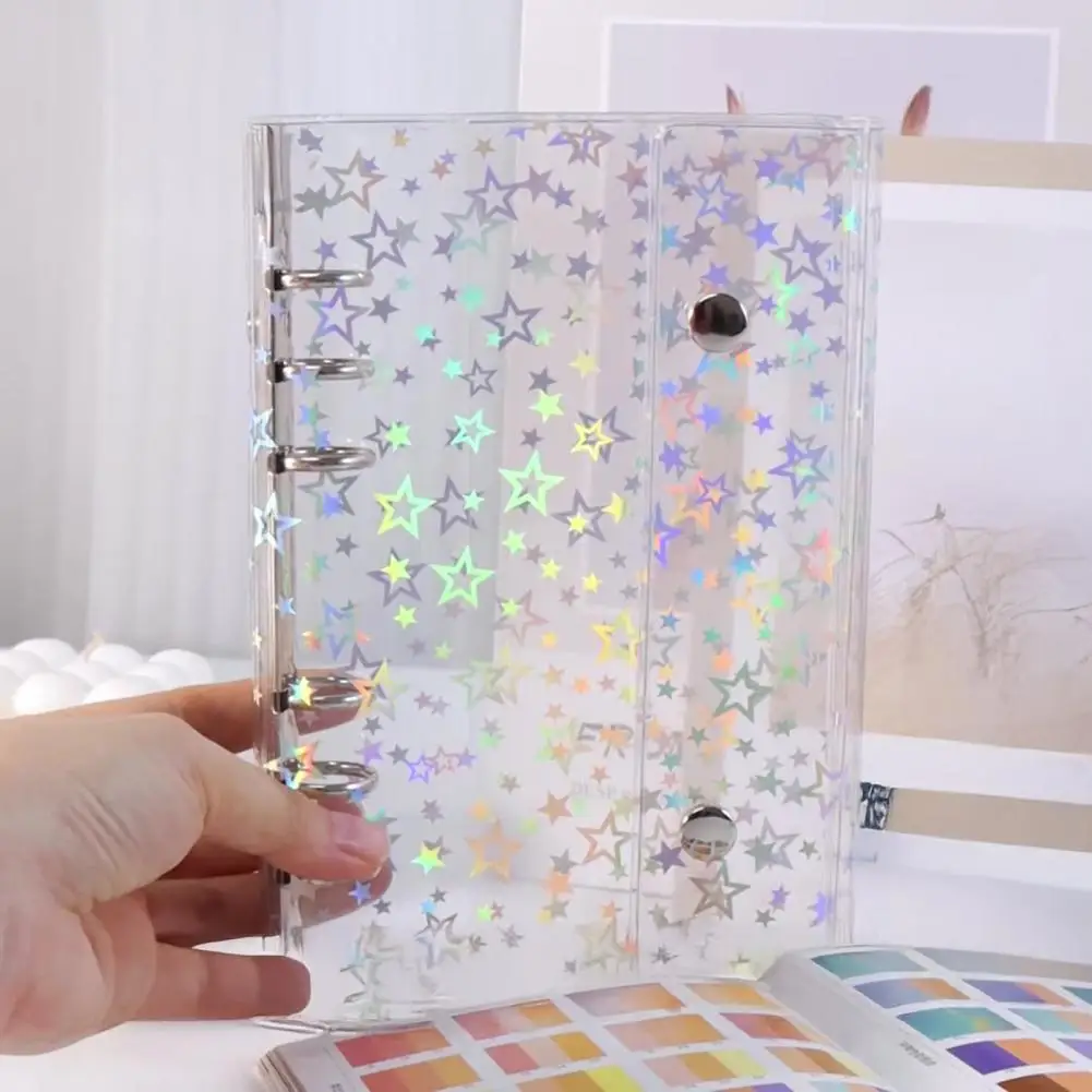 Libro di adesivi con motivo a stella Organizzatore di adesivi dal design carino Copertina per notebook in PVC che cambia colore con design riflettente per diario
