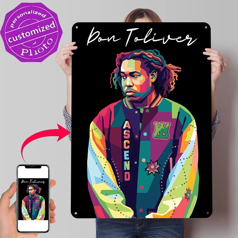 Don Toliver Pop Art Portrait Tinplate Poster Customized Wall Art Retro Vintage Metal Signs for Fans Gaming Room Decoration Cozy