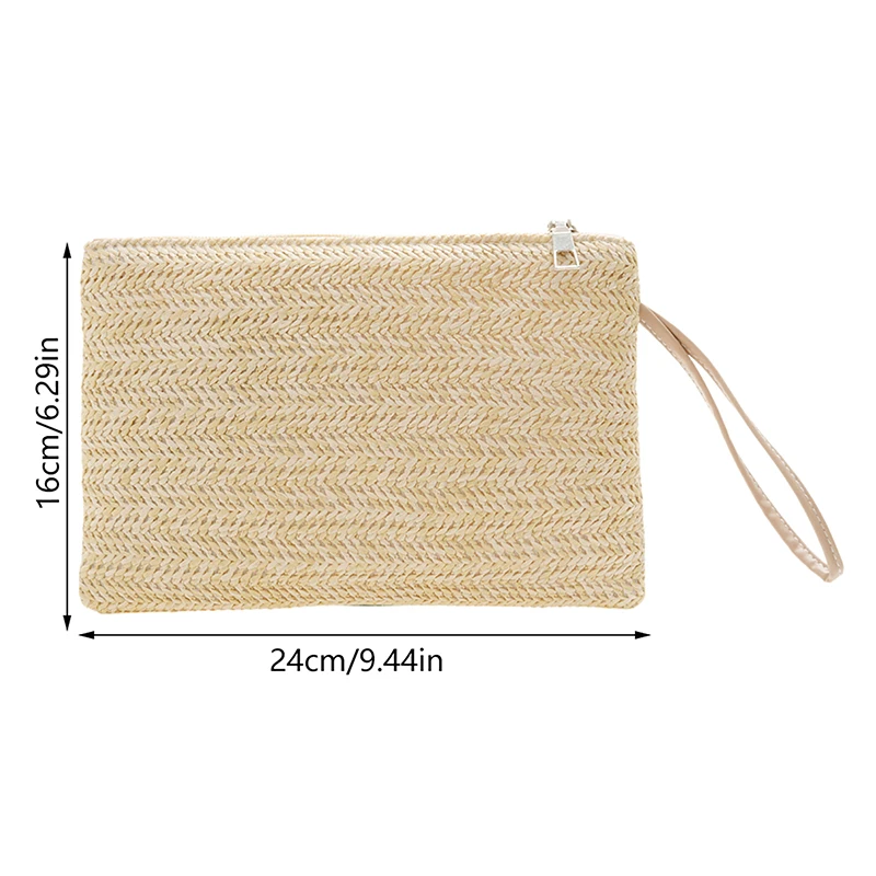 Sac de tissage en paille solide pour femme, pochette pour téléphone, porte-monnaie tissé, portefeuille de plage, porte-cartes, 03 Money, bracelet pour femme, mode