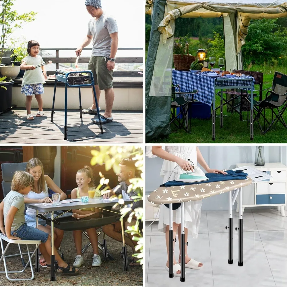 موسعات أرجل الطاولة القابلة للطي بأربعة مستويات قابلة للتعديل، معدن شديد التحمل، 8 عبوات، رفع الارتفاع للاستقرار والمتعدد الاستخدامات #5