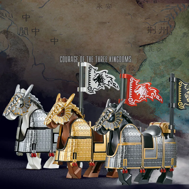 Ancient Military Heavy Armored Iron Armored Warhorse Building Block Cavalier Knight Horse Figures Brick Toys For Boys Gifts