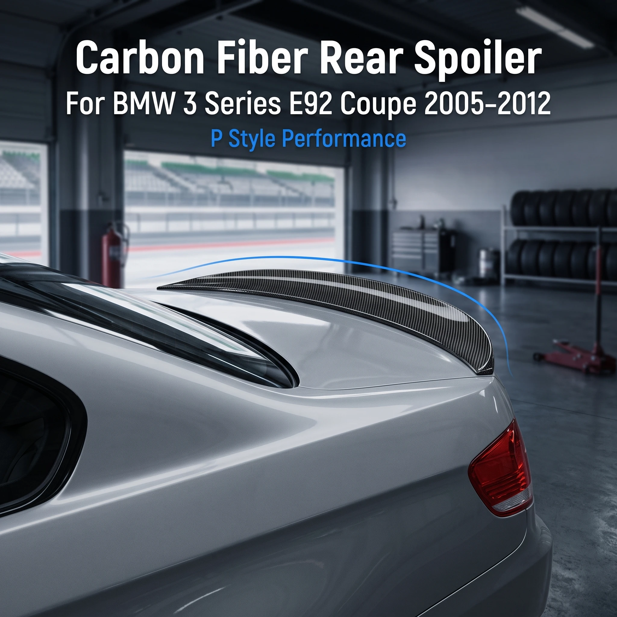 P Style Carbon Fiber Rear Trunk Spoiler Boot Lid Wing for BMW E92 3 Series Coupe 2005-2012 Body Kit