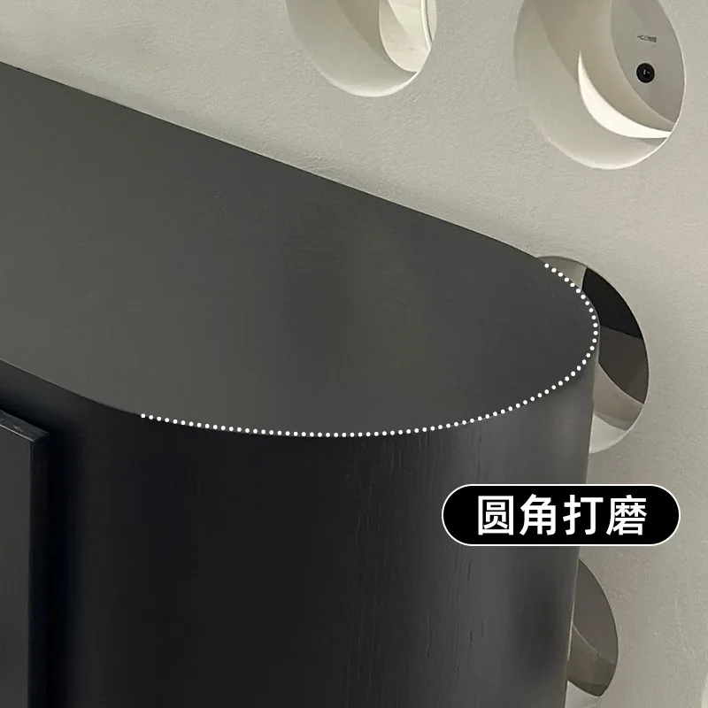 Средневековый черный обеденный боковой шкаф из цельного дерева, домашний входной шкаф в стиле ретро