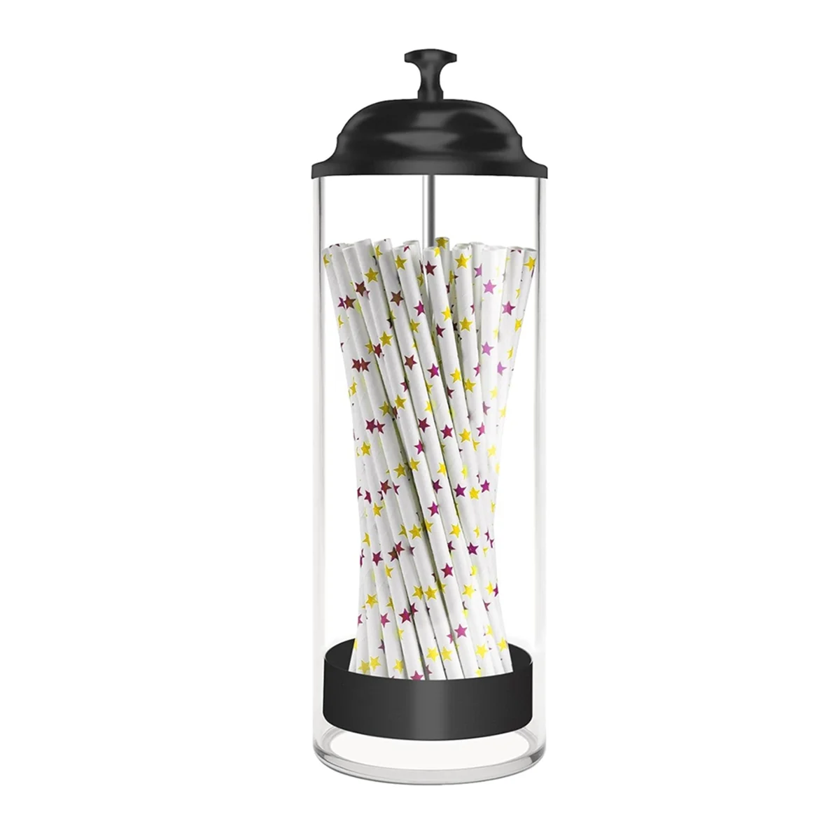 Straw Holder for Standard Size Drinking Straws, Plastic Straw Dispenser for Counter with Lid TQ