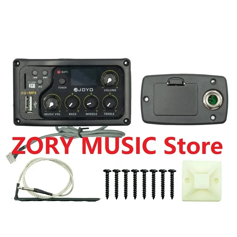 3 Band EQ with Tuner and MP3 Player Acoustic Guitar MP3 Equalizer Music Volume Bass Middle Treble Presence Captador
