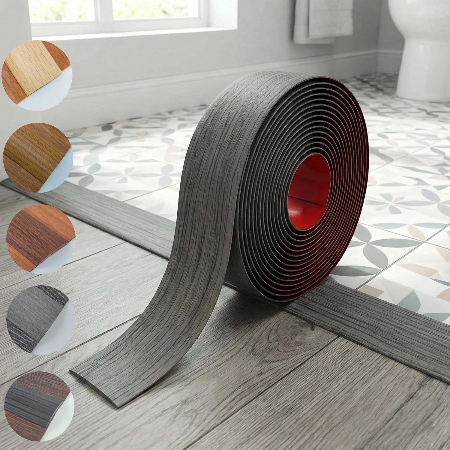 

1pc Floor Transition Strip，Self Adhesive Laminate Cover Strip，Floor Threshold Strip，Cuttable Flat Divider For Joining Gaps