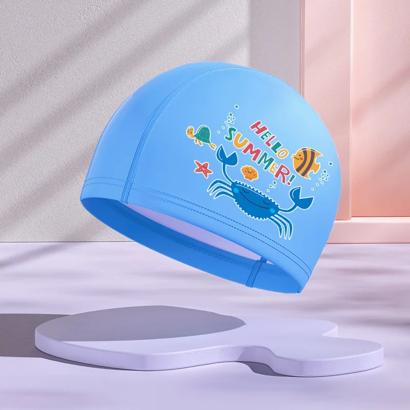 Gorro de baño con estampado de dibujos animados para niños y niñas, gorro de baño de Pu, impermeable, protector, cosas para bebés, 2024