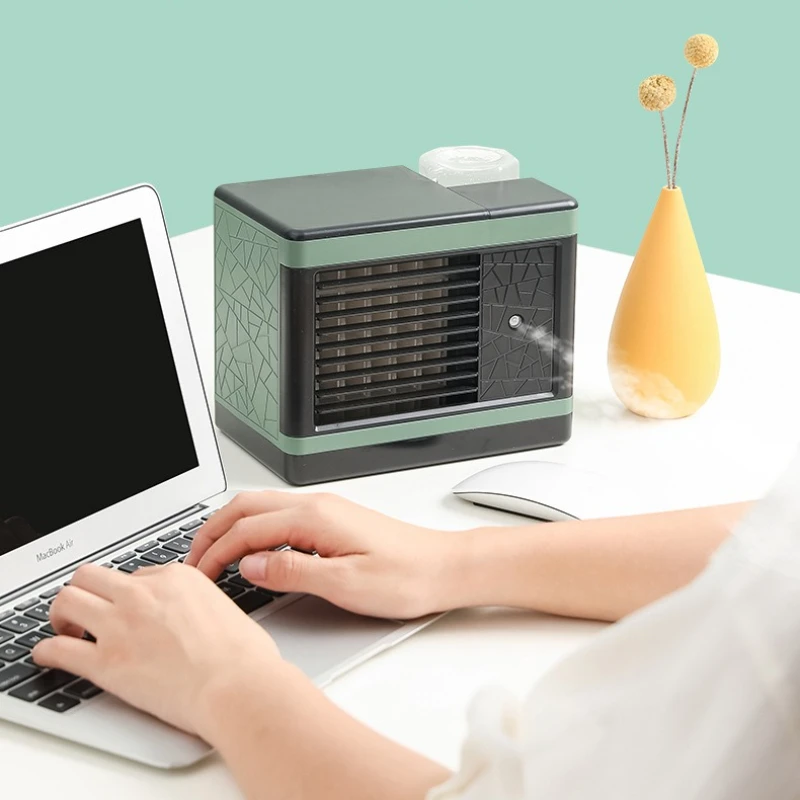 

Portable Air Conditioner Fan 3-in-1-Desktop Cooler with Mist Humidifier Car & Home Use Mini AC for Dorm Office Travel Cooling