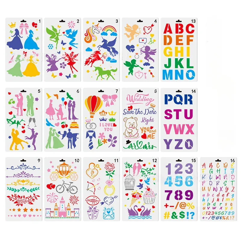 DIY Craft Alphabet Stencil Reusable Embossing Template Alphabet Stencil Numbers and Letters Symbol School Supplies Painting Tool