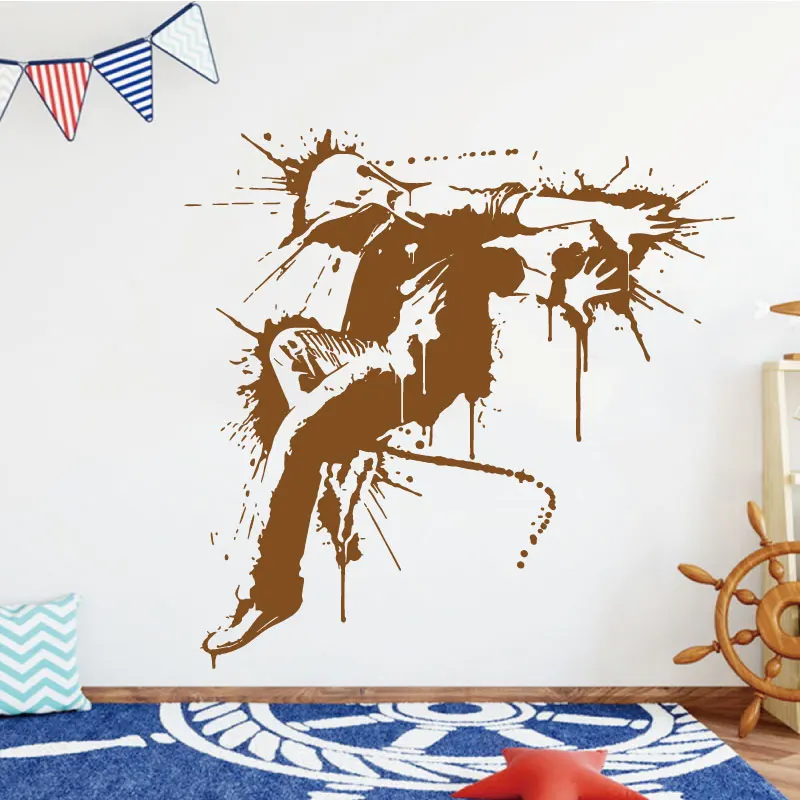 Hip-hop wall stickers splash ink art hip hop jazz ballet paint abstract painting music teen room door decorative art vinyl decal
