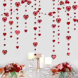 3M Red Birthday Wedding Party Decoration 3D Heart Star Paper Garlands Hanging Mother's Day Engagement Bridal Shower Bachelorette