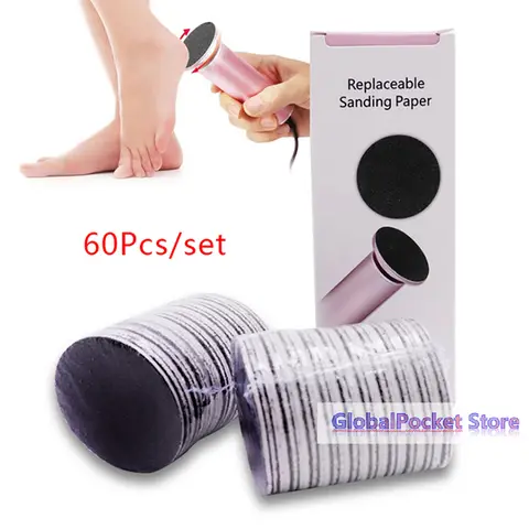 [TG823]60pcs Replaceable Sandpaper Disc Cuticle Foot File Callus Remove Dead Pedicure