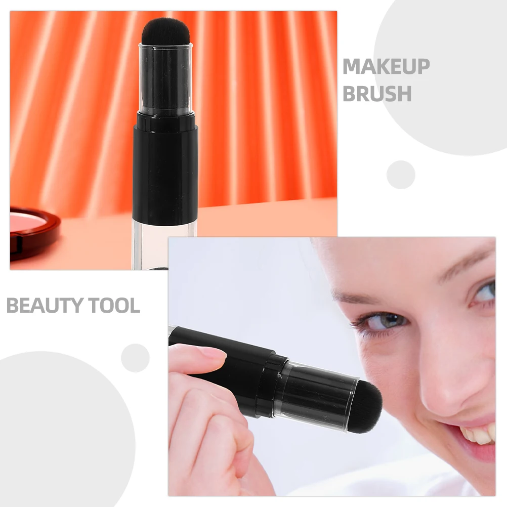 

2pcs Makeup Brush Refillable Powder Blush Applicator With Bottle Travel Brush For Loose Powder Dense Face Touch-Up Tool