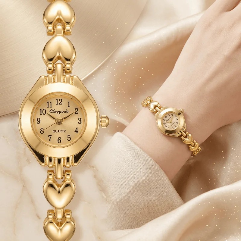 

Женские часы, модный браслет с сердечками, кварцевые женские наручные часы, роскошные элегантные женские часы с маленьким циферблатом, подарок, reloj mujer
