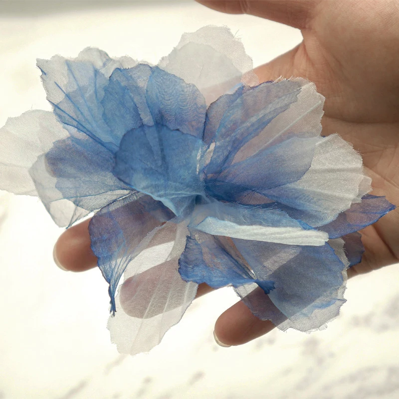 Organza Simulated Flower 3D Lace Flower Head Home Background Wall Clothing Shoes Hats Dress Decoration Cake Accessories Chiffon