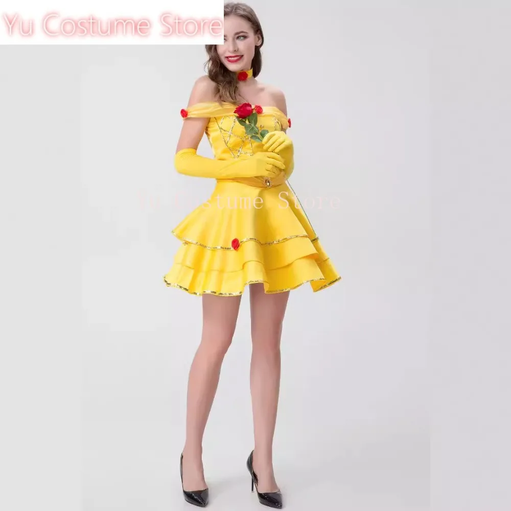 

Halloween Party Costume - Adult Women's Yellow Dress for Game Fairy Princess Role Play