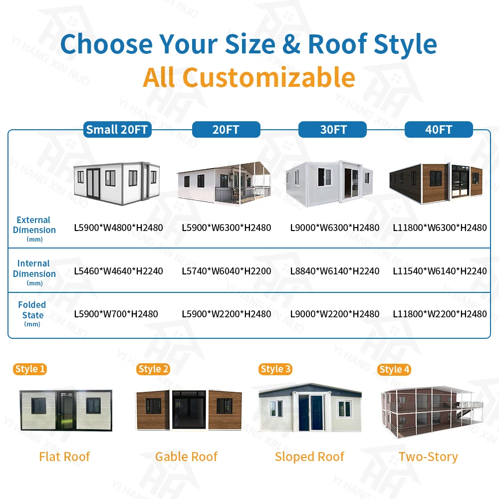 20ft 40ft Mobile Home Portable House Prefabricated Home Expandable Container House America Prefab House