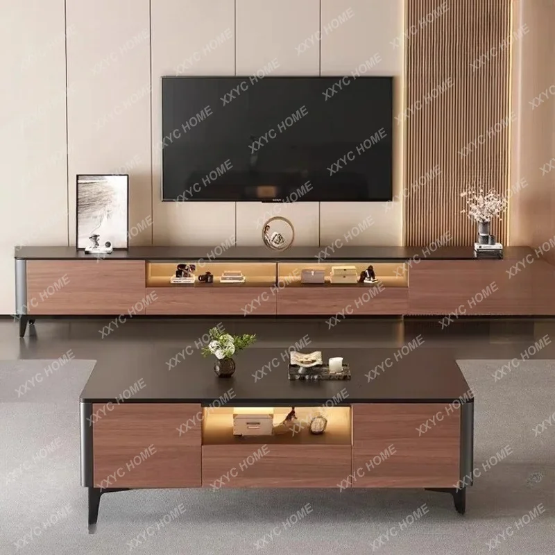 XX181 TV cabinet floor-to-ceiling living room household small apartment rock slab coffee table TV cabinet combination