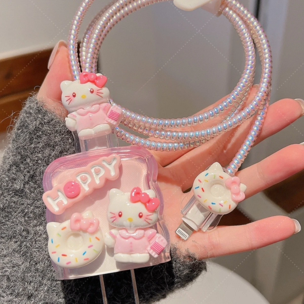 2025 الغطاء الواقي لشاحن أبل الجديد الأكثر مبيعًا بيجامة دونات وردية اللون Kt غطاء حماية لكابل البيانات #2