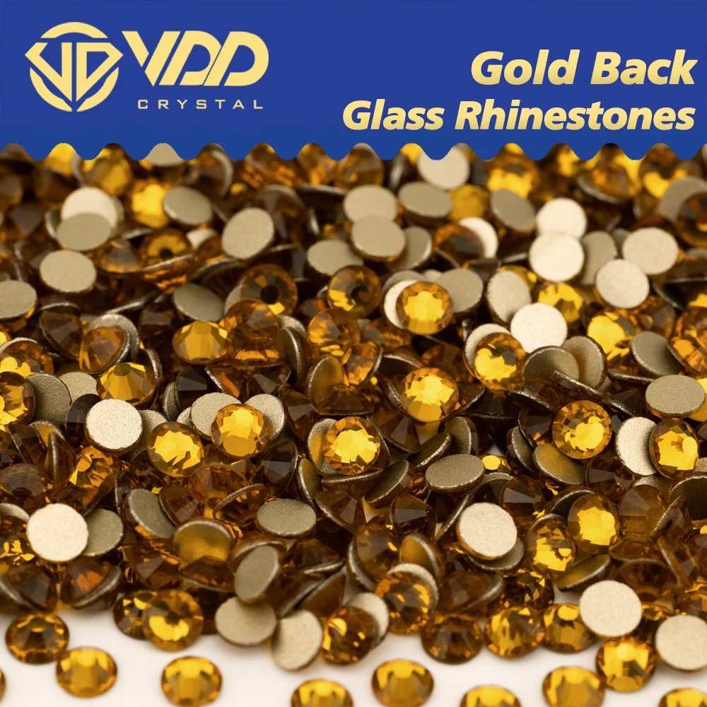 VDD 006 Topaz High Quality SS4-SS20 Glass Rhinestones Crystal Gold Flatback Strass Stones Diamond Nail Art Crafts Accessories