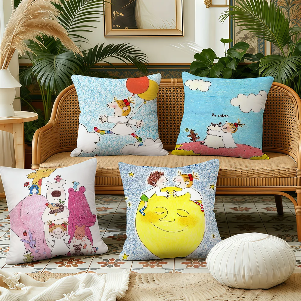 Art C-Coco-chan cushion cover Plush Fabric Soft Double Sided Print Sofa Cushion Cover Throw Pillow Covers