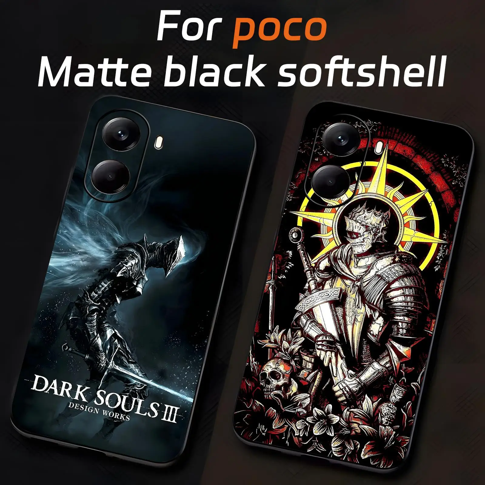Coque de téléphone pour Xiaomi POCO M8 M7 M6 X8 X7 X6 F9 F8 F7 F6 Pro 5G, motif DARK SOULS, noire, souple, antichoc