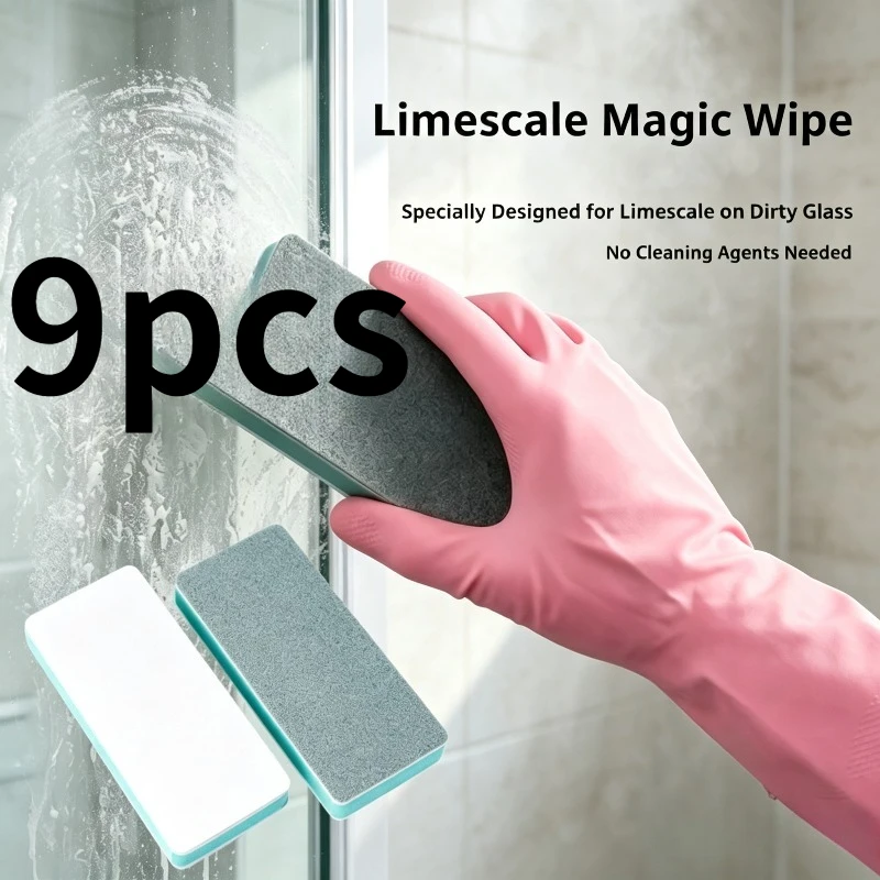6/9/40/90pcs Glass Limescale Cleaning Cloth Set - Powerful Limescale, Water Stain, and Water Mark Remover for Bathroom Mirrors