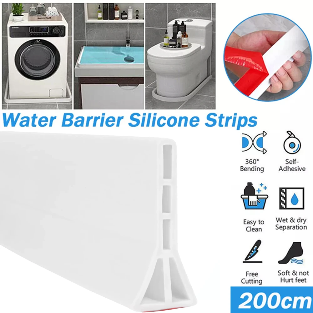 New Bendable Bathroom Water Stopper Shower Floor Wet Dry Separation Kitchen Sink Splashproof Blocker Water Dam 3.74 Inch Height